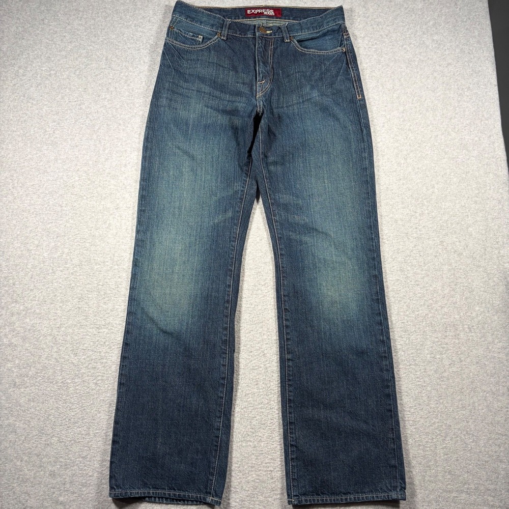 Express Kingston Jeans Men 32x34 Blue Boot Cut Regular Rise Classic Fit Y2K